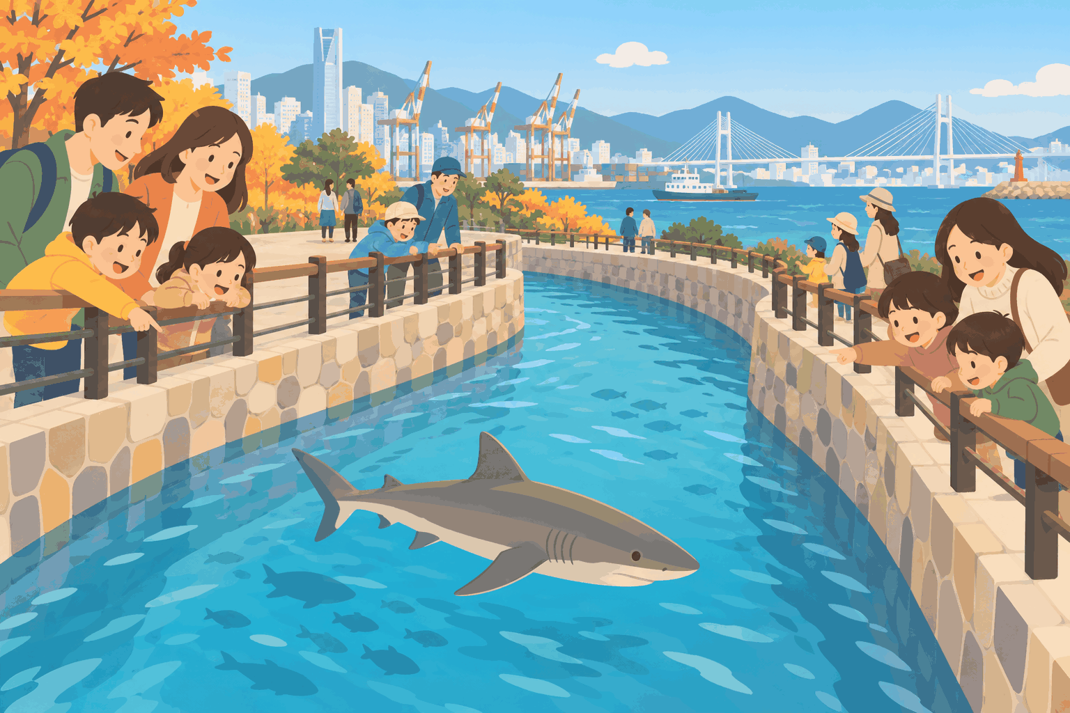 鯊魚游進公園水道，全韓國都來看（插圖）
