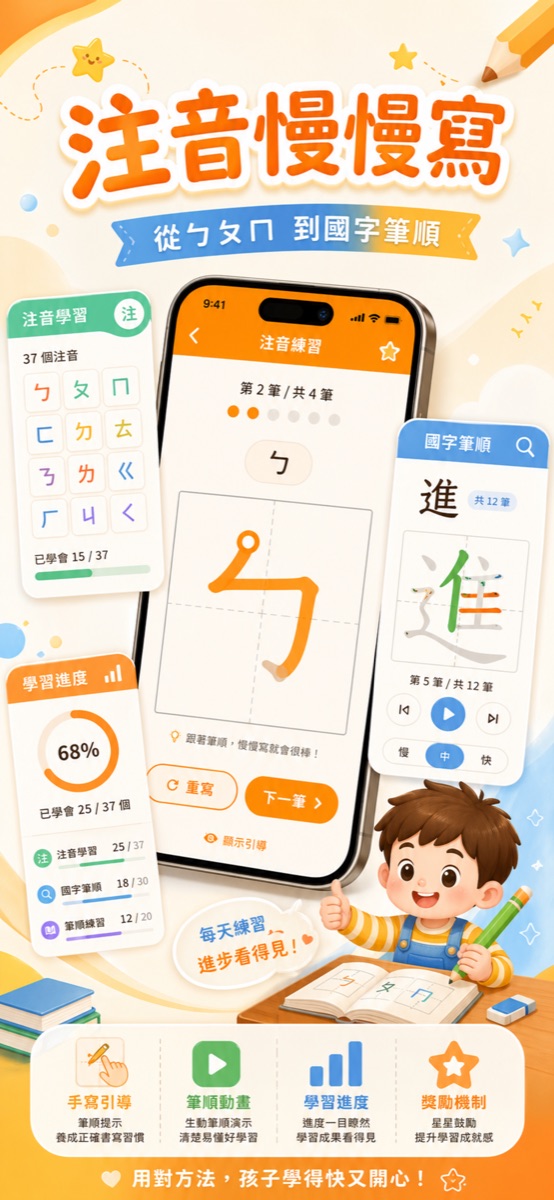 注音慢慢寫 - 從 ㄅㄆㄇ 到國字筆順