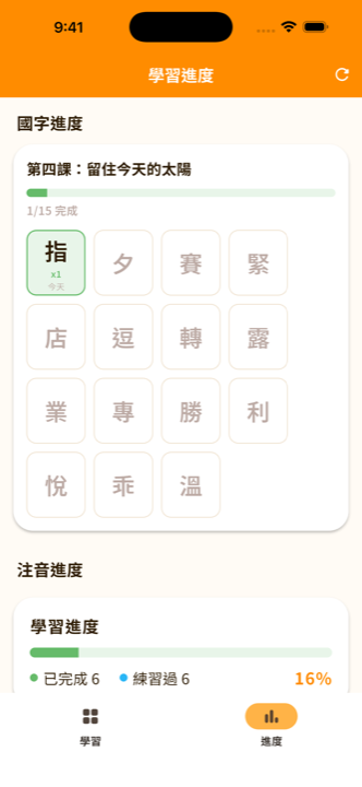 學習進度與書寫紀錄