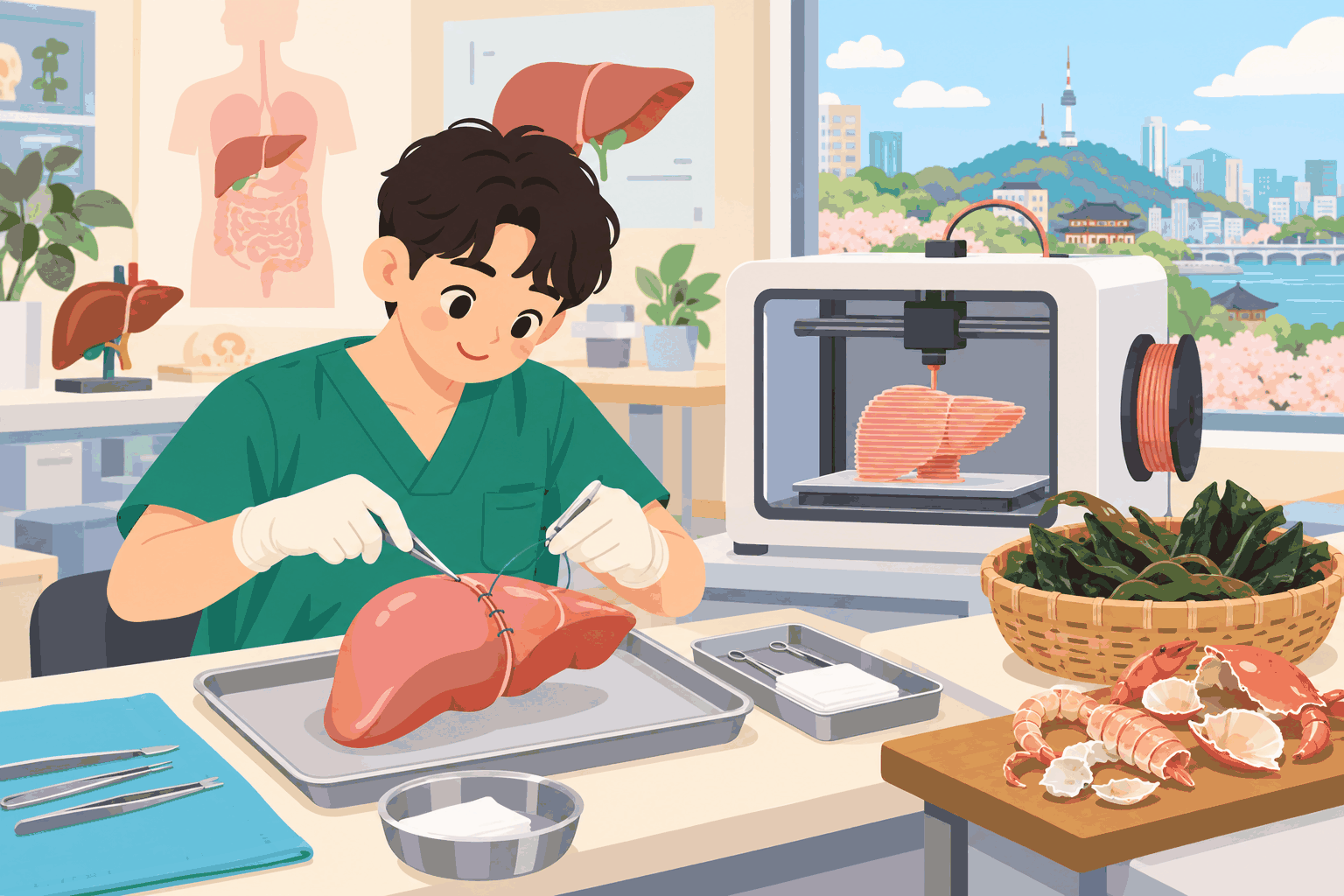 用海藻和蝦蟹殼，韓國做出練習用器官（插圖）